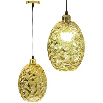 Toolight - Skleněná závěsná lampa APP565-1CP 1xE27 60W, zlatá, OSW-08752