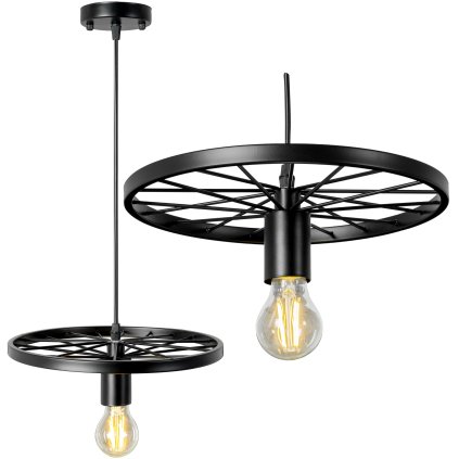 Toolight - Stropní lampa závěsná retro kruhová 1xE27 APP212-1CP, černá, OSW-08001