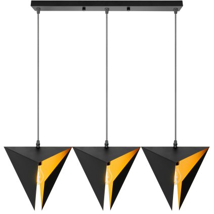 Toolight - Trojúhelníková stropní lampa 3xE27 APP254-3CP, černá, OSW-08009