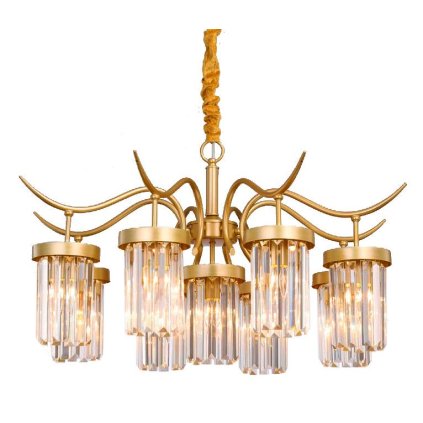 Toolight - Závěsný křišťálový lustr 9xE27 60W, zlatá, OSW-08916