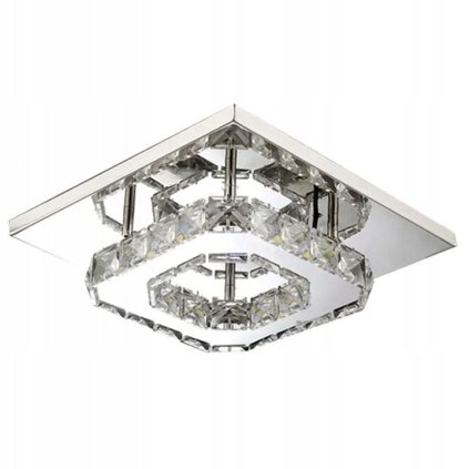 Toolight - Křišťálová hranatá stropní lampa Glamour 8W neutrální barva APP406-C, chromová, OSW-65004