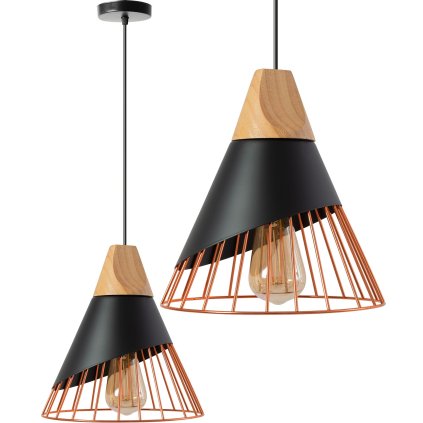 Toolight - Skandidávská závěsná stropní lampa APP225-1CP, černá-hnědá-růžová zlatá, OSW-00892