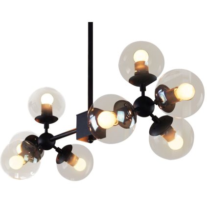 Toolight - Závěsné stropní svítidlo 8xE27 APP269-8C, černá + kouřové sklo, OSW-00649