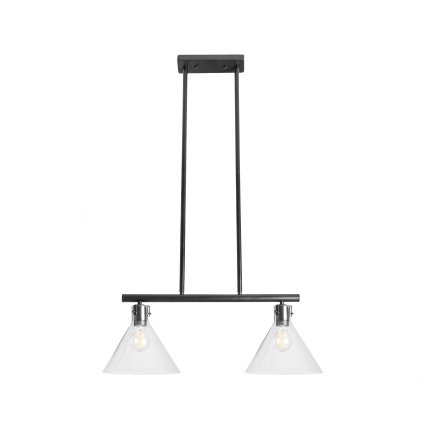Toolight - Skleněná kovová stropní svítilna 2xE27 APP317-2CP, černá, OSW-00413