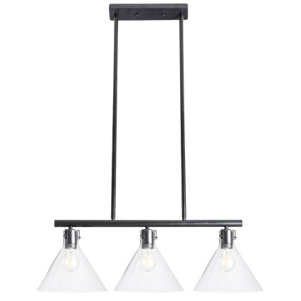 Toolight - Skleněná kovová stropní svítilna 3xE27 APP318-3CP, černá, OSW-00414