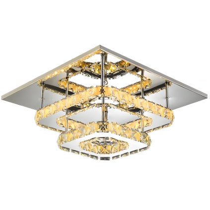 Toolight - LED křišťálová stropní lampa 8W čtvercová 30x30cm APP409-C, teplé světlo 3000K, OSW-65007