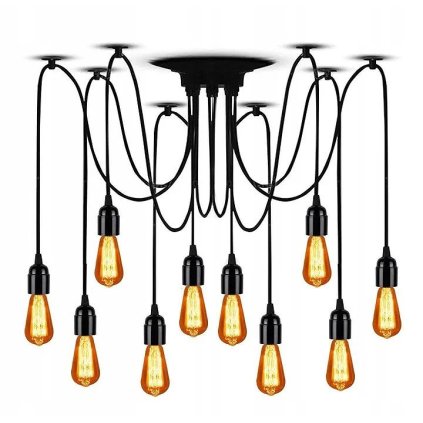 Toolight - Stropní lampa Spider 10xE27, černá, OSW-00019