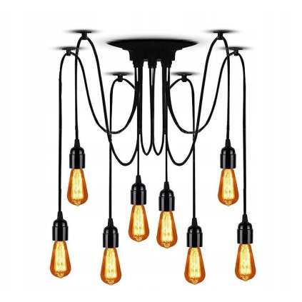 Toolight - Stropní lampa Spider 8xE27, černá, OSW-00018