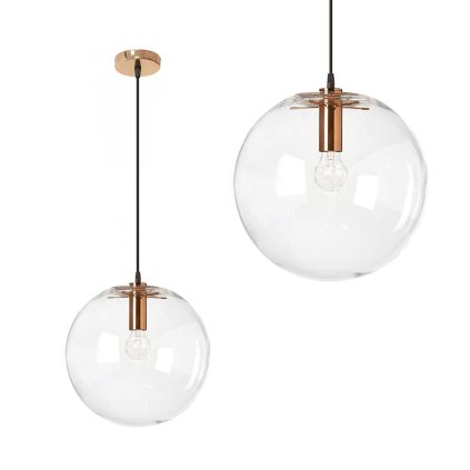 Toolight - Závěsné skleněné stropní svítidlo Lassi 25 cm, růžové zlato, OSW-00131