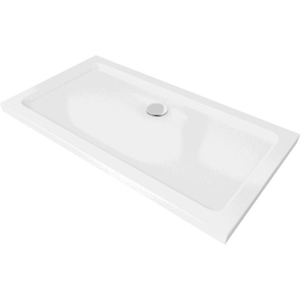 Mexen SLIM - Obdélníková sprchová vanička 130x70x5cm + chromový sifon, bílá, 40107013