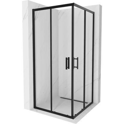 53515 mexen rio stvorcovy sprchovaci kut s posuvnymi dverami 90 dvere x 90 dvere x 190 cm 6mm cire sklo cierny profil 860 090 090 70 00