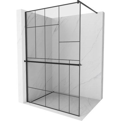 186366 1 mexen kioto sprchova zastena s polickou a drziakom na uteraky 70 x 200 cm 8mm sklo cire sklo vzor cierny cierny profil 800 070 121 70 78
