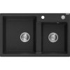 Mexen Tomas, granitový dřez 800x500x190 mm, 2-komorový, černá - stříbrná metalíza, 6516802000-73