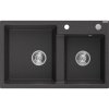 Mexen Tomas, granitový dřez 800x500x190 mm, 2-komorový, černá skvrnitá, 6516802000-76