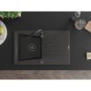 Mexen Cesar, granitový dřez 775x470x190 mm, 1-komorový, černá skvrnitá s černým sifonem, 6514771010-76-B