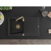 Mexen Cesar, granitový dřez 775x470x190 mm, 1-komorový, černá-stříbrná metalíza se zlatým sifonem, 6514771010-73-G