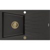 Mexen Cesar, granitový dřez 775x470x190 mm, 1-komorový, černá-zlatá metalíza se zlatým sifonem, 6514771010-75-G