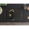Mexen Cesar, granitový dřez 775x470x190 mm, 1-komorový, černá-zlatá metalíza se zlatým sifonem, 6514771010-75-G