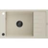 Mexen Elias, granitový dřez granitový 795x480x200 mm, 1-komorový, béžová s černým sifonem, 6511791005-69-B