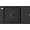 Mexen Elias, granitový dřez granitový 795x480x200 mm, 1-komorový, černá-zlatá metalíza s černým sifonem, 6511791005-75-B