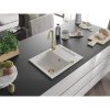 Mexen Enzo, granitový dřez 576x465x174 mm, 1-komorový, bílá se zlatým sifonem, 6506571005-20-G