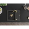 Mexen Enzo, granitový dřez 576x465x174 mm, 1-komorový, černá skvrnitá se zlatým sifonem, 6506571005-76-G