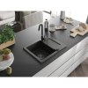 Mexen Enzo, granitový dřez 576x465x174 mm, 1-komorový, černá-zlatá metalíza s černým sifonem, 6506571005-75-B