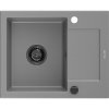 Mexen Enzo, granitový dřez 576x465x174 mm, 1-komorový, šedá s černým sifonem, 6506571005-71-B