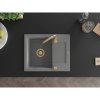 Mexen Enzo, granitový dřez 576x465x174 mm, 1-komorový, šedá se zlatým sifonem, 6506571005-71-G