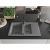 Mexen Gaspar, granitový dřez 737x475x177 mm, 1,5-komorový, šedá s černým sifonem, 6507731505-71-B
