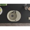 Mexen Kevin, granitový dřez 586x458x190 mm, 1-komorový, béžová s černým sifonem, 6517581005-69-B