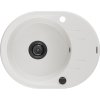 Mexen Kevin, granitový dřez 586x458x190 mm, 1-komorový, bílá s černým sifonem, 6517581005-20-B