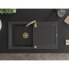 Mexen Leo, dřez granitový 900x500x190 mm, 1-komorový, černá skvrnitá se zlatým sifonem, 6501901010-76-G