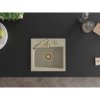 Mexen Milo, granitový dřez 435x410x171 mm, 1-komorový, béžová se zlatým sifonem, 6505441000-69-G