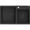 Mexen Tomas, granitový dřez 800x500x190 mm, 2-komorový, černá-stříbrná metalíza s černým sifonem, 6516802000-73-B