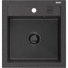 Mexen Vito, granitový dřez 520x490x210 mm, 1-komorový, černá-skvrny s černým sifonem, 6503521000-76-B