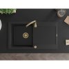 Mexen Leo, dřez granitový 900x500x190 mm, 1-komorový, černá se zlatým sifonem, 6501901010-77-G