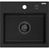Mexen Milo, granitový dřez 435x410x171 mm, 1-komorový, černá s černým sifonem, 6505441000-77-B