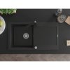 Mexen Leo, dřez granitový 900x500x190 mm, 1-komorový, černá s chromovým sifonem a černá dřezová baterie Rita, 6501-77-670300-70