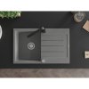Mexen Bruno, dřez granitový 795x495x200 mm, 1-komorový, šedá s chromovým sifonem a černá dřezová baterie Rita, 6513-71-670300-70