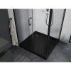 Mexen Apia sprchový kout s posuvnými dveřmi 90 (dveře) x 90 (stěna) cm, 5mm čiré sklo, černý profil + černá sprchová vanička s černým sifonem, 840-090-090-70-00-4070B