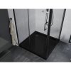 Mexen Apia sprchový kout s posuvnými dveřmi 90 (dveře) x 90 (stěna) cm, 5mm čiré sklo, černý profil + černá sprchová vanička s černým sifonem, 840-090-090-70-00-4070B
