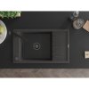 Mexen Elias, granitový dřez granitový 795x480x200 mm, 1-komorový, černá skvrnitá s černým sifonem a černá dřezová baterie Rita, 6511-76-670300-70-B
