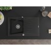 Mexen Cesar, granitový dřez 775x470x190 mm, 1-komorový, černá s chromovým sifonem a černá dřezová baterie Rita, 6514-77-670300-70