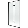 Mexen Castor, 2-křídlová vanová zástěna 100 x 150 cm, 6 mm čiré sklo-černý vzor, černý profil, 892-100-002-70-70