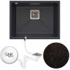 Sink Quality Argon 60, kuchyňský granitový dřez 550x420x225 mm + chromový sifon, černá, SKQ-ARG.C.1KBO.60.X