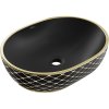 Mexen Viki, umyvadlo na desku 48x35x14 cm, černá matná-zlatý vzor, 21054879