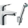 Hansgrohe Focus E2, umyvadlová baterie 100, s ruční sprchou Bidette, chromová, 31927000