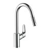 Hansgrohe Focus M41, páková dřezová baterie 240, s vytahovací sprškou, chromová, 31815000