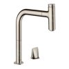 Hansgrohe M71, dřezová baterie M7119-H200 s výsuvnou sprškou, 2-otvorová instalace, sBOX, vzhled nerezový 73804800